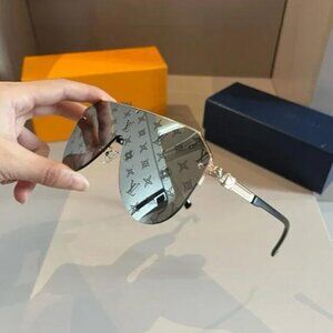 Louis Vuitton Gold-Tone Metal Frame Sunglasses with Original Case